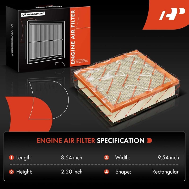 A-Premium Engine Air Filter Compatible with Toyota, Dodge, Jeep & Lexus Models - Camry, Highlander, Avalon, Sienna, Durango, Grand Cherokee, ES350, NX300, RX350 - Replace# 17801-0P050 - Image 3